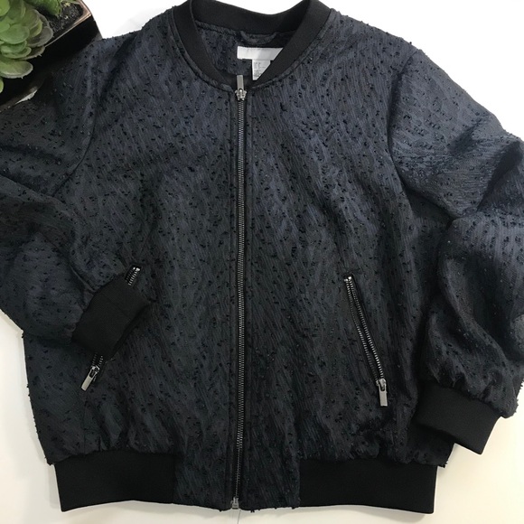 H&M Jackets & Blazers - H&M Chic Bomber Navy Jacket w/ Sparkles - Size 8
